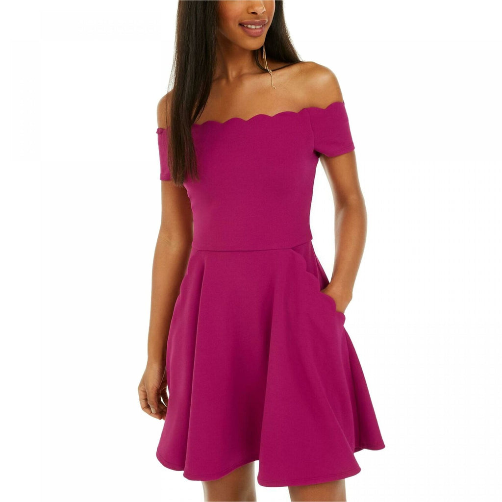 7 b. darlin pink scalloped off the shoulder dress