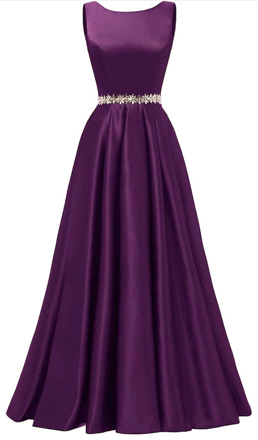 16 - ssb purple sleeveless embellished belt ball gown