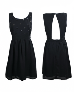S - ssb black embellished open back party dress
