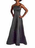 4 - ABS by allen schwartz gunmetal open back ball gown
