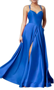 0 - promgirl sapphire blue strappy ball gown