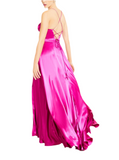 3 - blondie nites fuchsia satin lace up gown