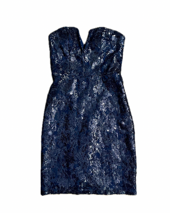 3 - sequin hearts navy notched sequin mini dress
