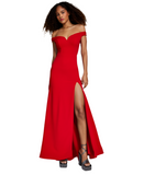 1 - b darlin red off the shoulder laced back gown