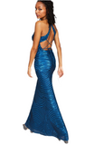 1 - blondie nites teal lace up geometric gown