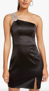 13 - sequin hearts black embellished one shoulder party dress