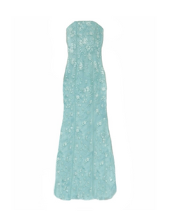 6 - vintage jovani blue strapless embroidered mermaid gown*