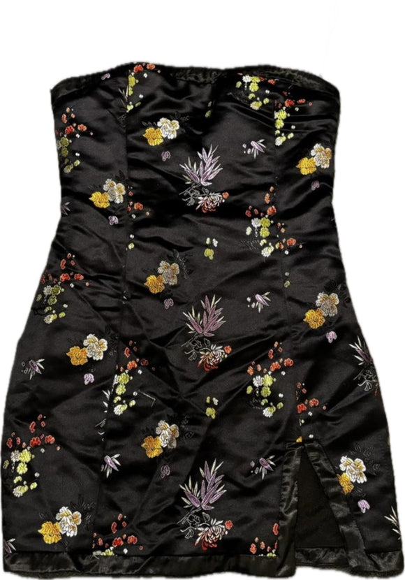 XS - mable black floral damask mini dress