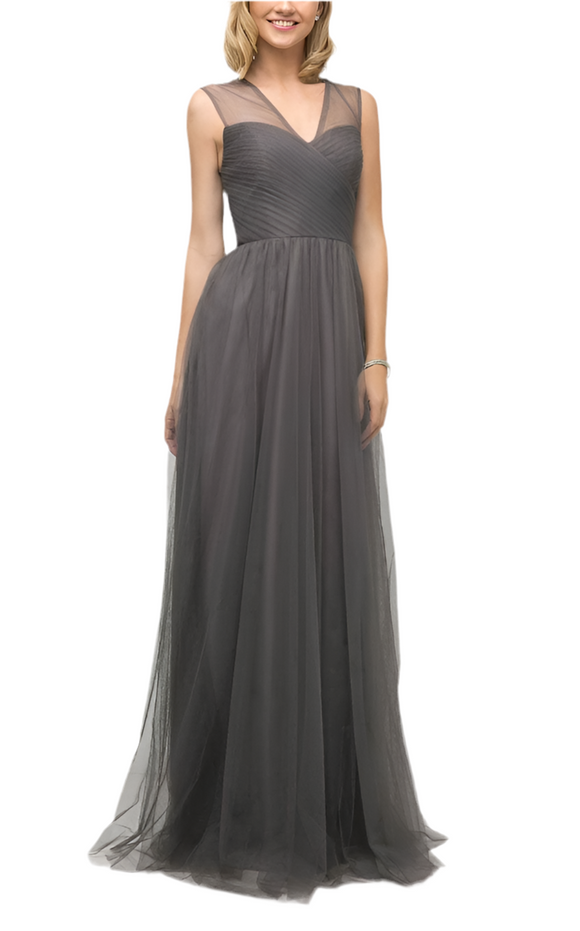 14 - la divine charcoal pleated bodice tulle gown