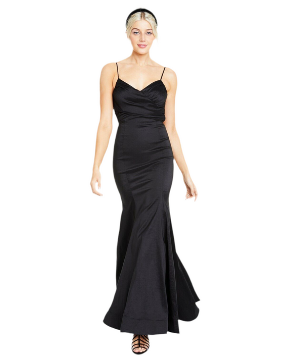 9 - b darlin black bow back trumpet gown