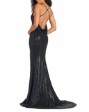 13 - city studio black metallic cowl back gown