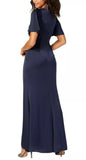 6 - vince camuto navy satin bell sleeve gown