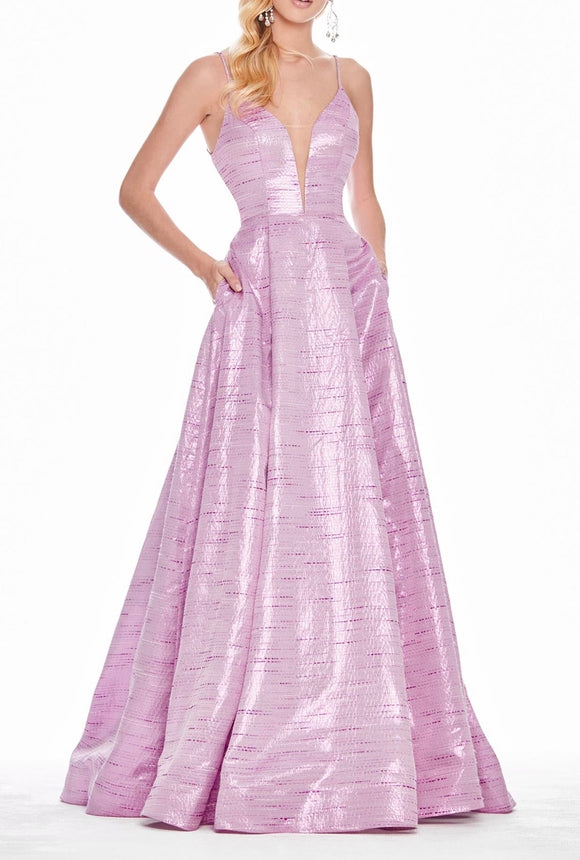 8 - ashley lauren light purple metallic ball gown