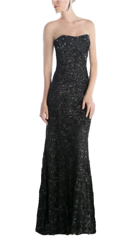 aspeed black strapless beaded gown