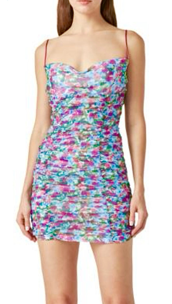 XS - endless rose ruched floral mini dress