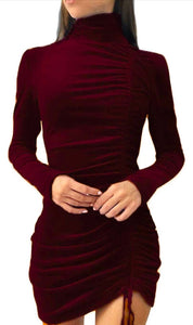 M - ssb red velvet shirred party dress