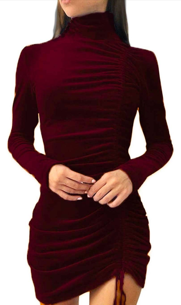 M - ssb red velvet shirred party dress