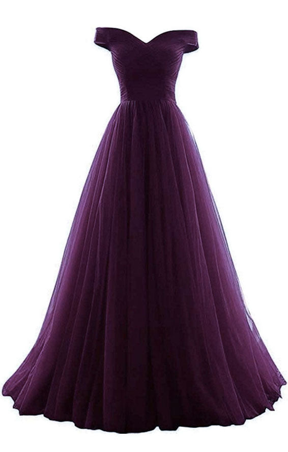 10 - ssb purple off the shoulder tulle ball gown
