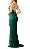 16 - ssb green faux wrap sequin gown