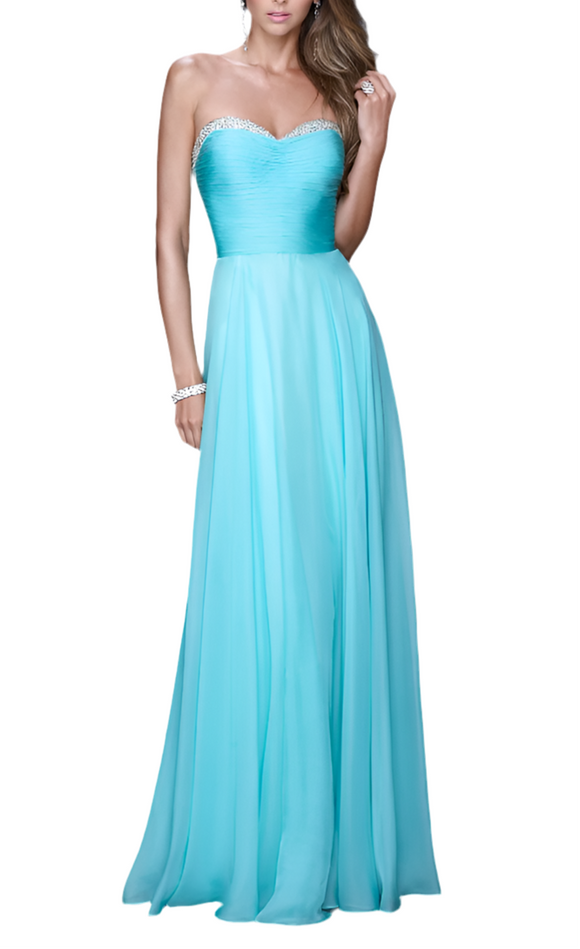 6 - la femme turquoise strapless embellished tulle gown*