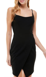 17 - city studio black envelope hem lace back dress