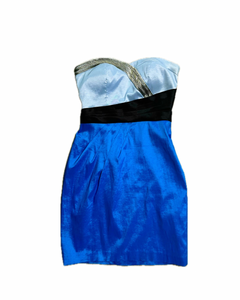 2 - decode 1.8 blue colorblock strapless mini dress
