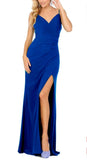 L - dancing queen royal blue ruched fitted gown