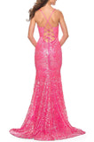 8 - la femme hot pink patterned sequin mermaid gown
