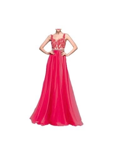 XS - aspeed pink beaded illusion chiffon gown