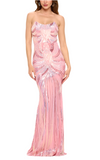 ssb pink patterned sequin gown