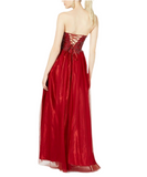 5 - sequin hearts red lace strapless dress