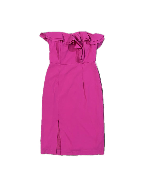 S - she + sky hot pink strapless midi dress