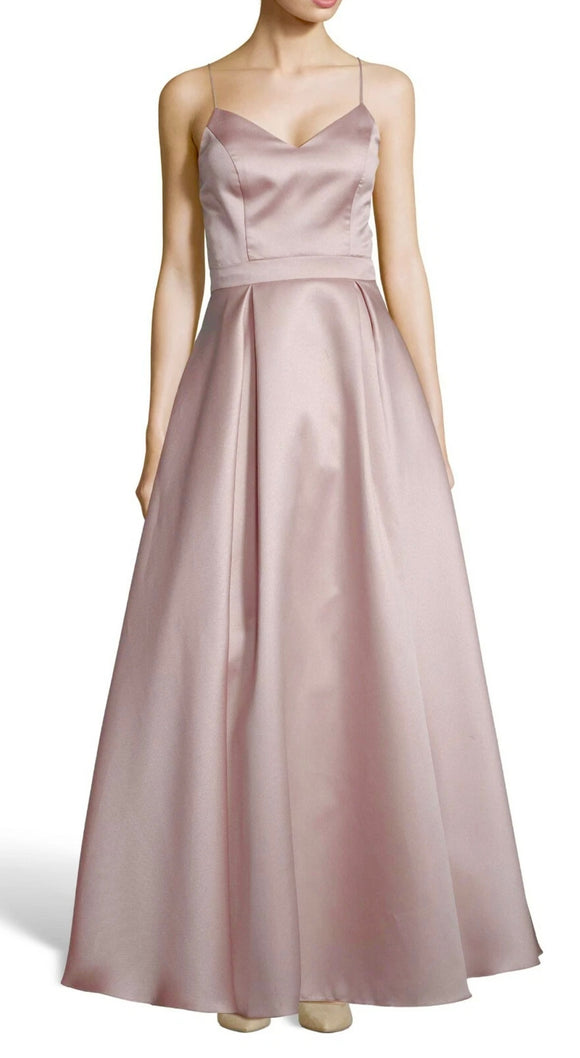 6 - xscape dusty pink mikado ball gown with bow