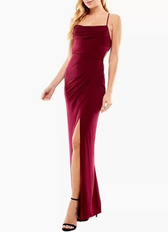 13 - city studio burgundy strappy back gown
