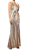S - ssb gold & pastel sequin fitted gown