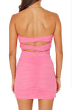 M - ssb light pink strapless ruched twist back mini dress