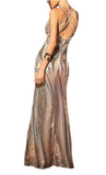 S - ssb gold & pastel sequin fitted gown