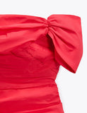 M - zara strawberry red strapless ruched mini dress