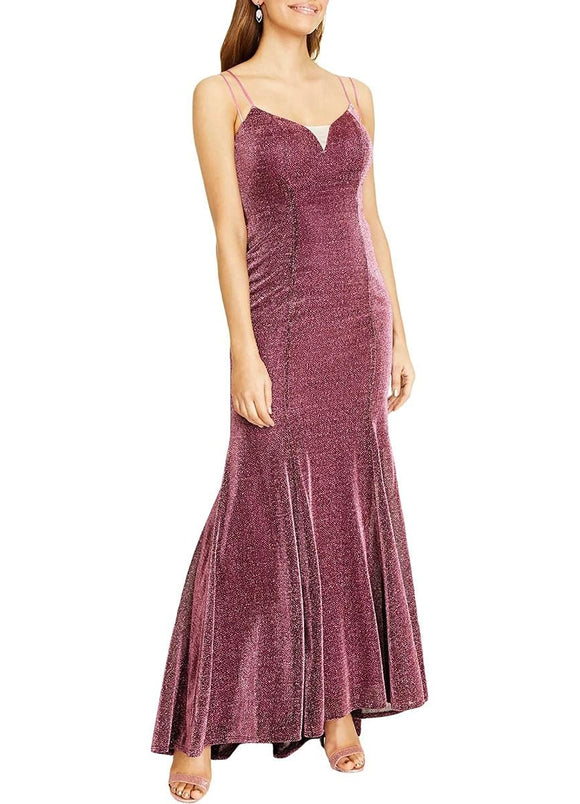 13 - crystal doll purple glitter strappy back gown