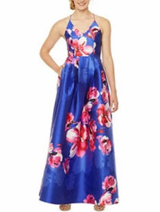5 - by&by blue & pink floral ball gown