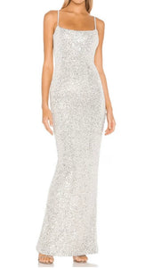 S - ssb silver sequin maxi dress