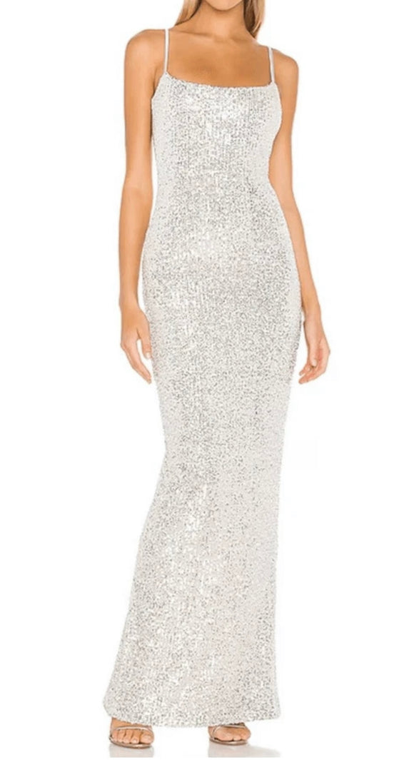 S - ssb silver sequin maxi dress