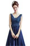 L - ssb blue lace matte satin ball gown with corset back