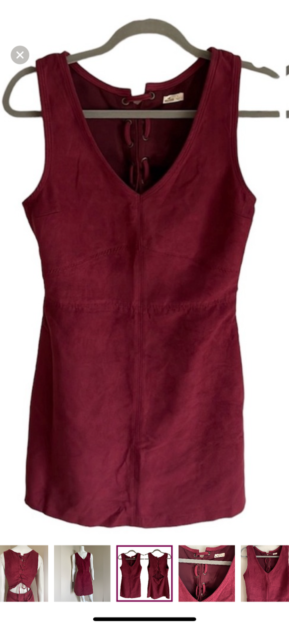 XS - hollister red suede lace up mini dress
