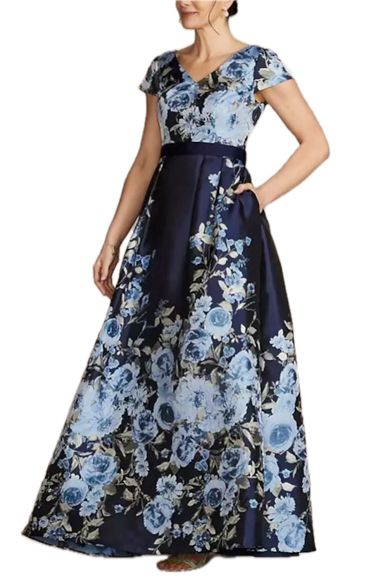 6 - oleg cassini blue floral ball gown