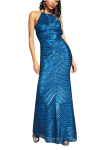 1 - blondie nites teal lace up geometric gown