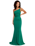 1 - crystal doll green one shoulder studded gown