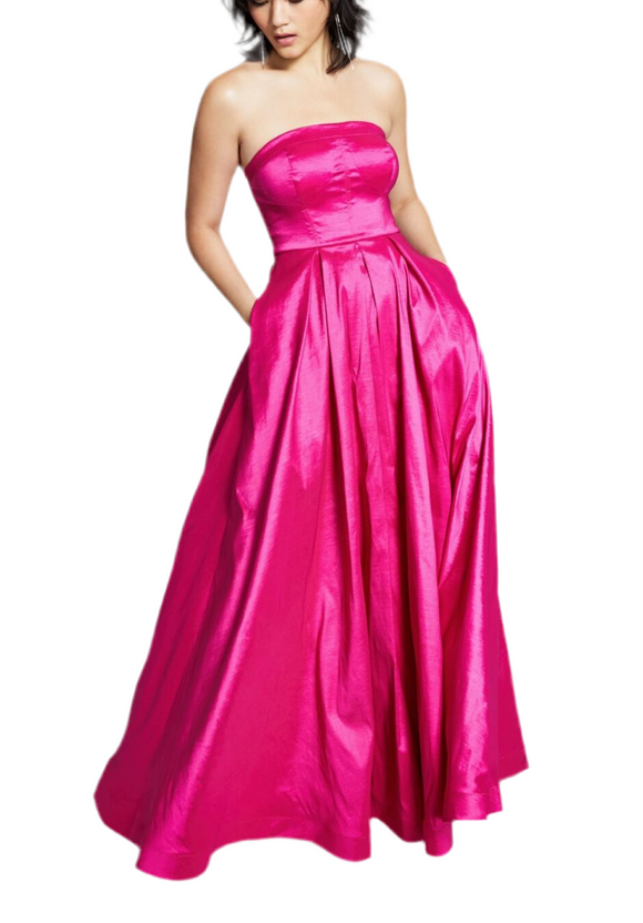 3 - b darlin pink strapless taffeta ball gown