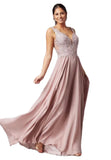 2 - promgirl dusty pink embroidered illusion bodice chiffon gown