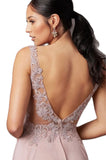 2 - promgirl dusty pink embroidered illusion bodice chiffon gown